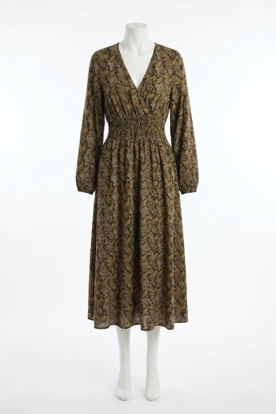 NEW MOLLY BRACKEN into the forest long sleeve midi dress in khaki leia
